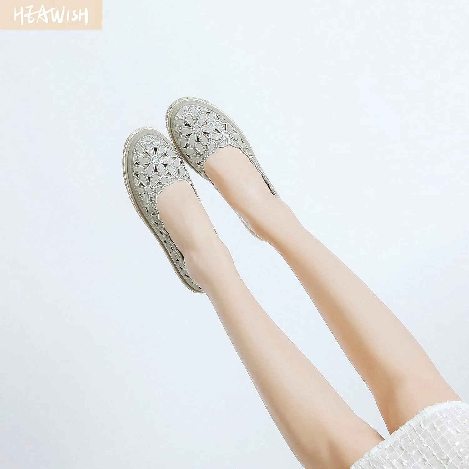 HEAWISH Womens Ballet Flat Daisy Round Toe Dress Shoes Casual Slip On Rope Loafer