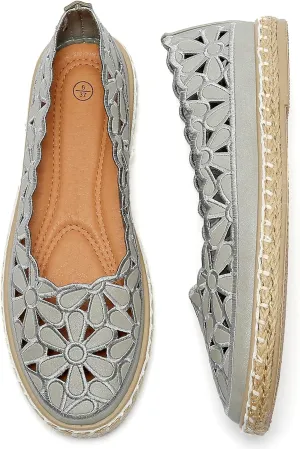 HEAWISH Womens Ballet Flat Daisy Round Toe Dress Shoes Casual Slip On Rope Loafer