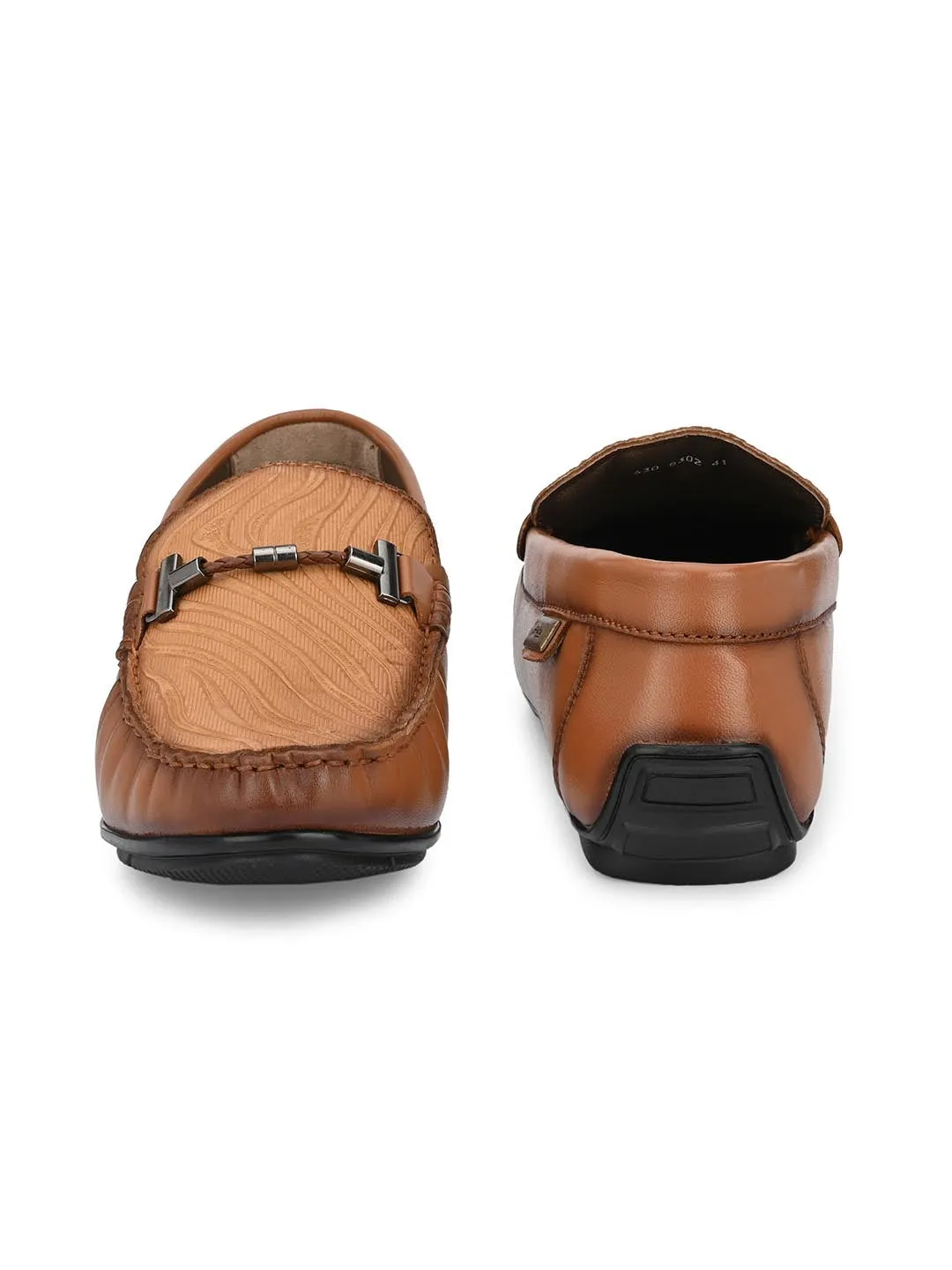 Hitz Men's Tan Leather Slip-On Casual Loafer Shoes