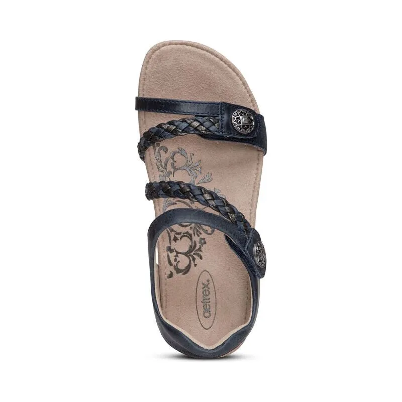 Jillian Braided Quarter Strap - Navy