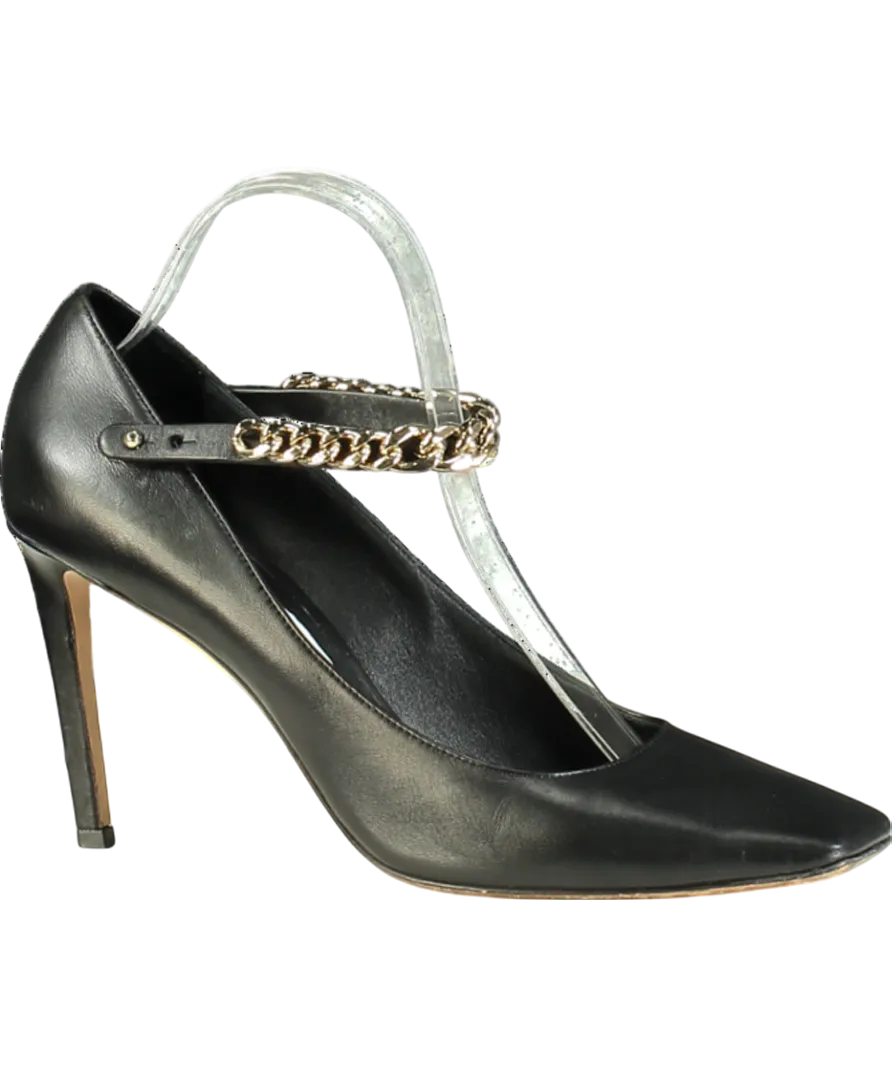 Jimmy Choo Black Malva 85 Leather Mary Jane Pumps UK 8 EU 41 