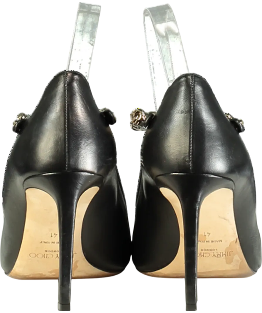 Jimmy Choo Black Malva 85 Leather Mary Jane Pumps UK 8 EU 41 