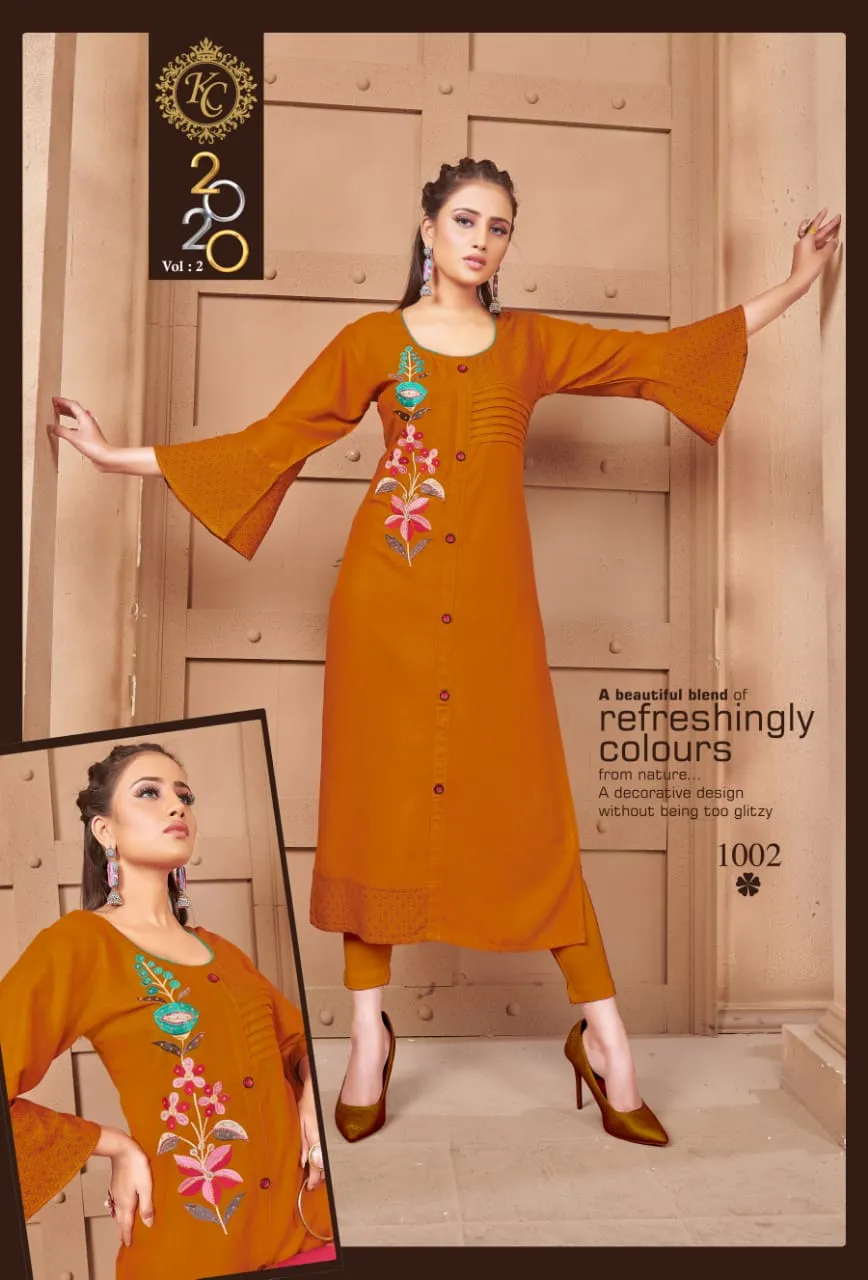 KC 20-20 VOL 2 RAYON HEAVY SLUB KURTI DAILY WEAR COLLECTION