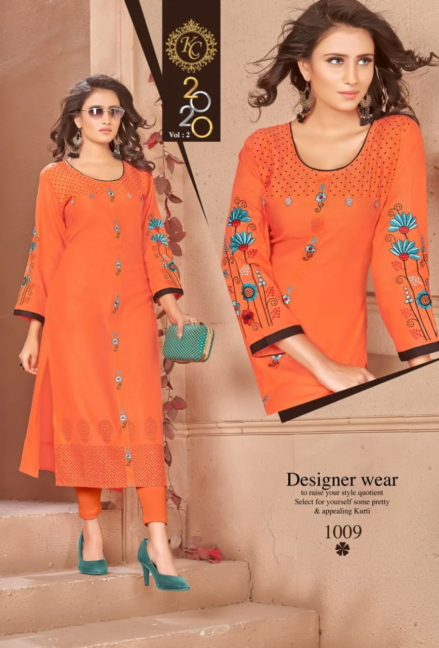 KC 20-20 VOL 2 RAYON HEAVY SLUB KURTI DAILY WEAR COLLECTION