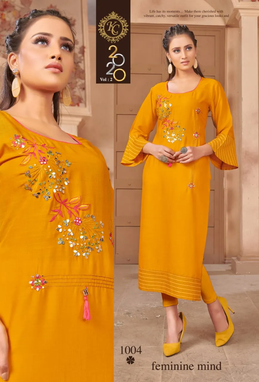 KC 20-20 VOL 2 RAYON HEAVY SLUB KURTI DAILY WEAR COLLECTION