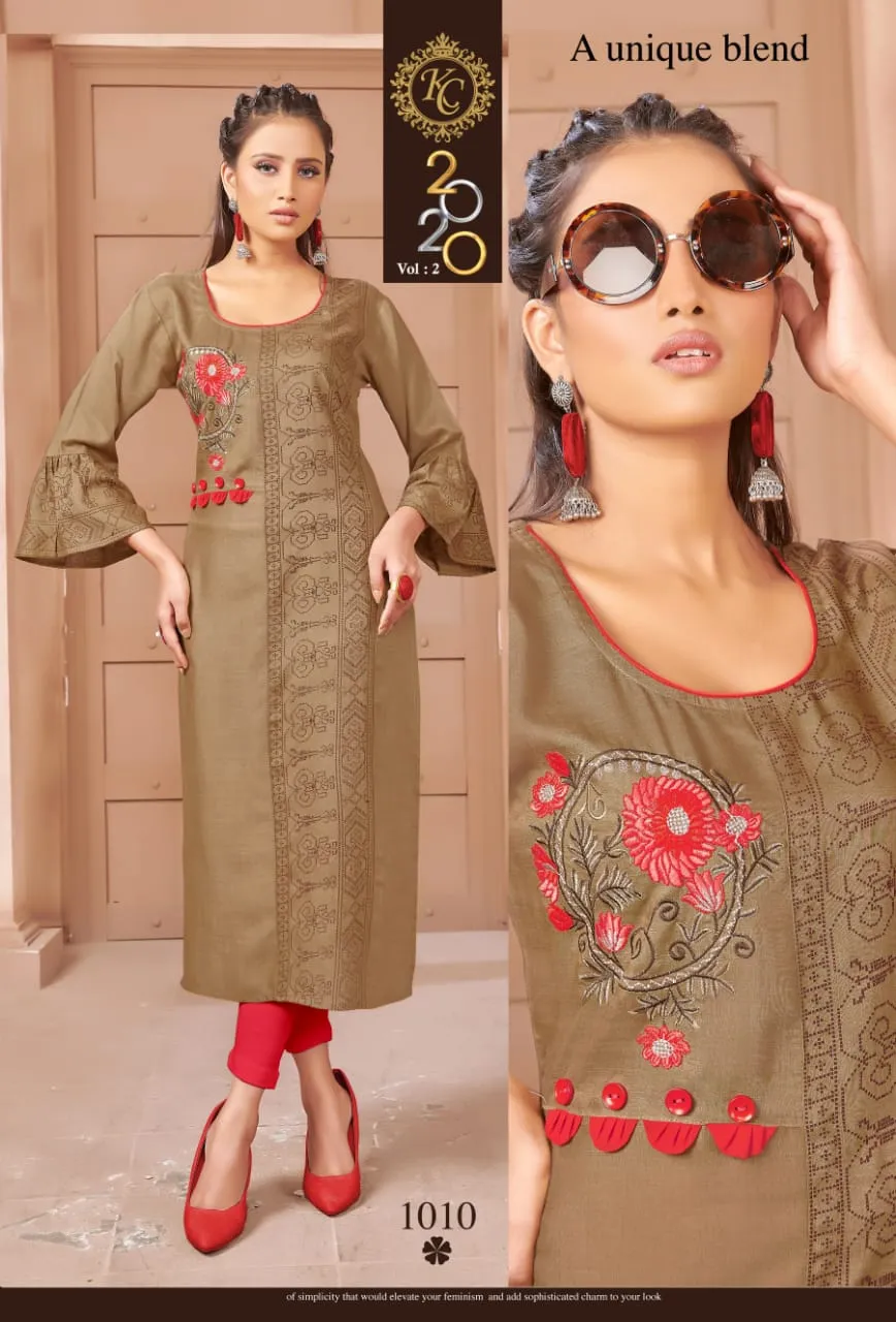 KC 20-20 VOL 2 RAYON HEAVY SLUB KURTI DAILY WEAR COLLECTION