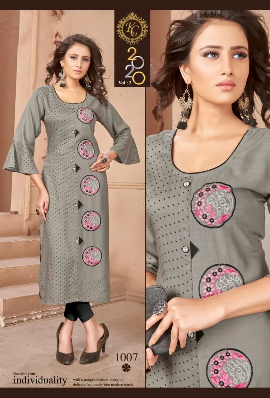 KC 20-20 VOL 2 RAYON HEAVY SLUB KURTI DAILY WEAR COLLECTION