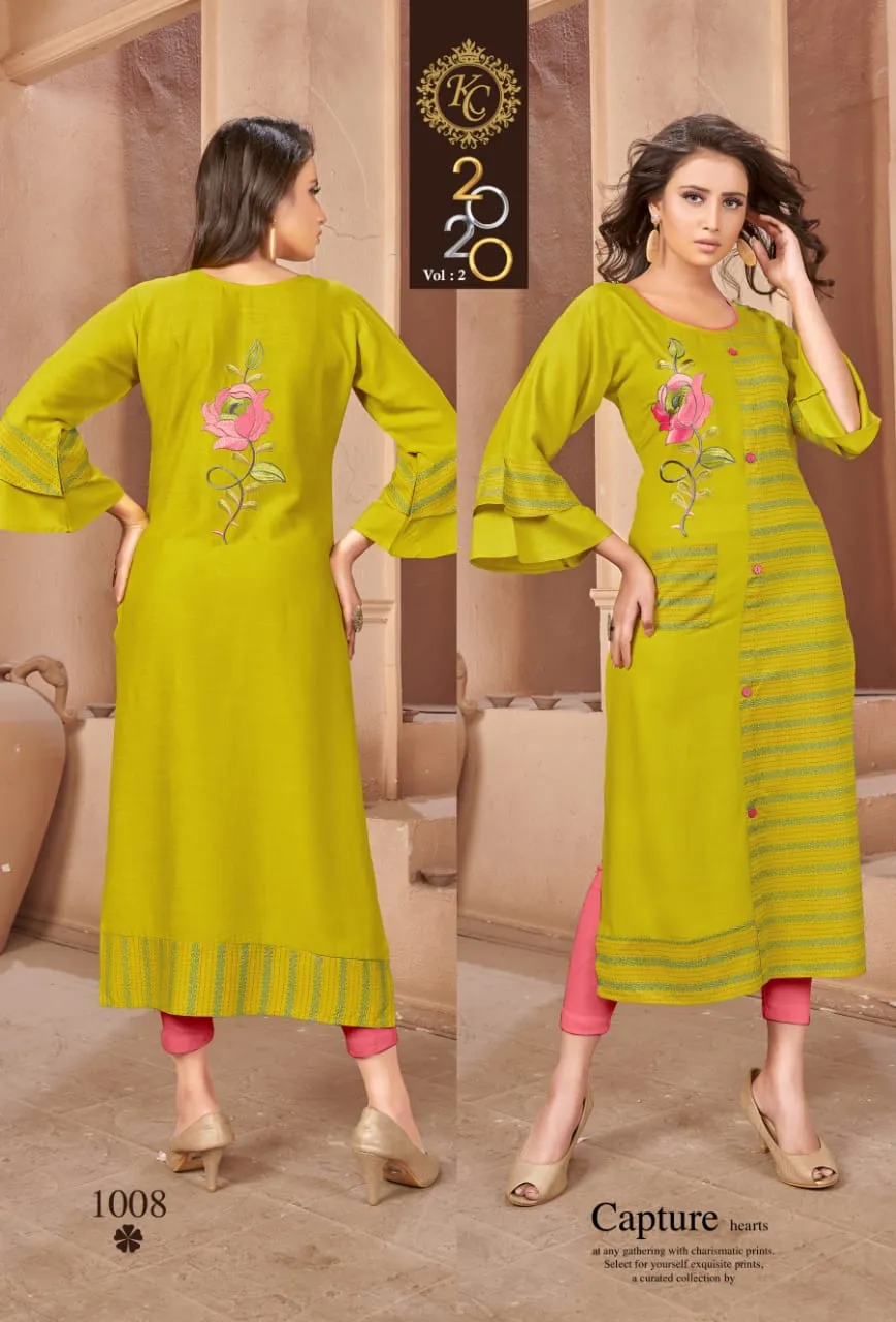 KC 20-20 VOL 2 RAYON HEAVY SLUB KURTI DAILY WEAR COLLECTION