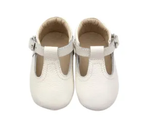 Lenox White T-Bar Moccasins