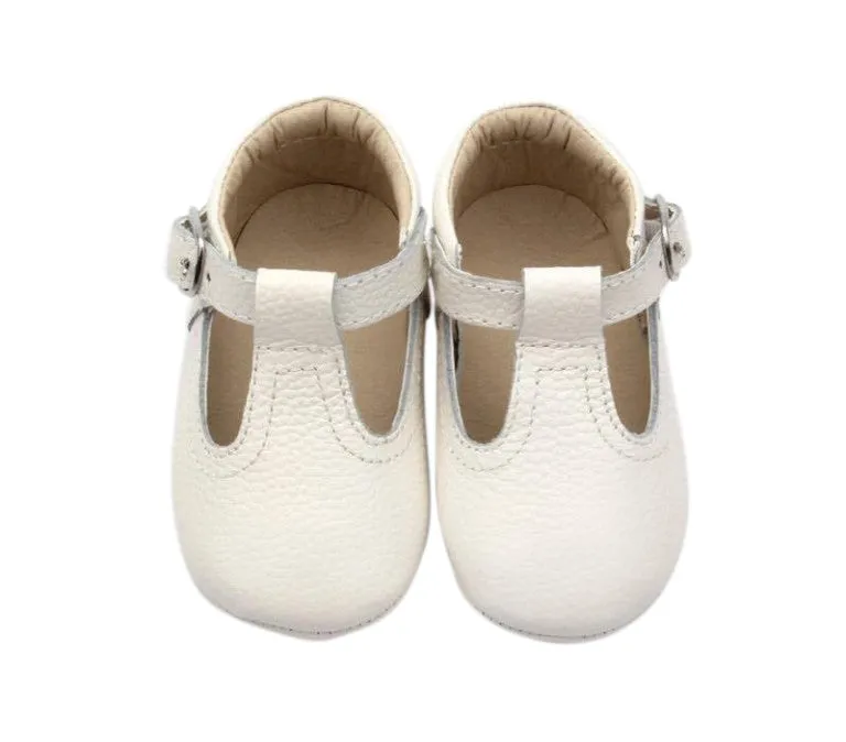 Lenox White T-Bar Moccasins