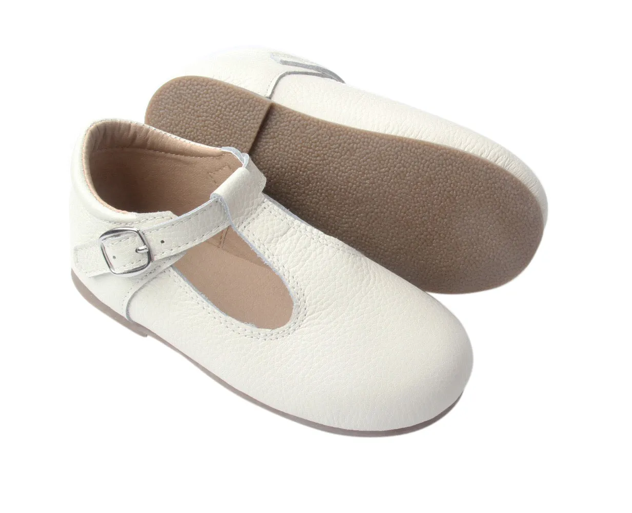 Lenox White T-Bar Moccasins