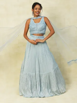 Light Blue Georgette Lehenga With Cutdana Handwork