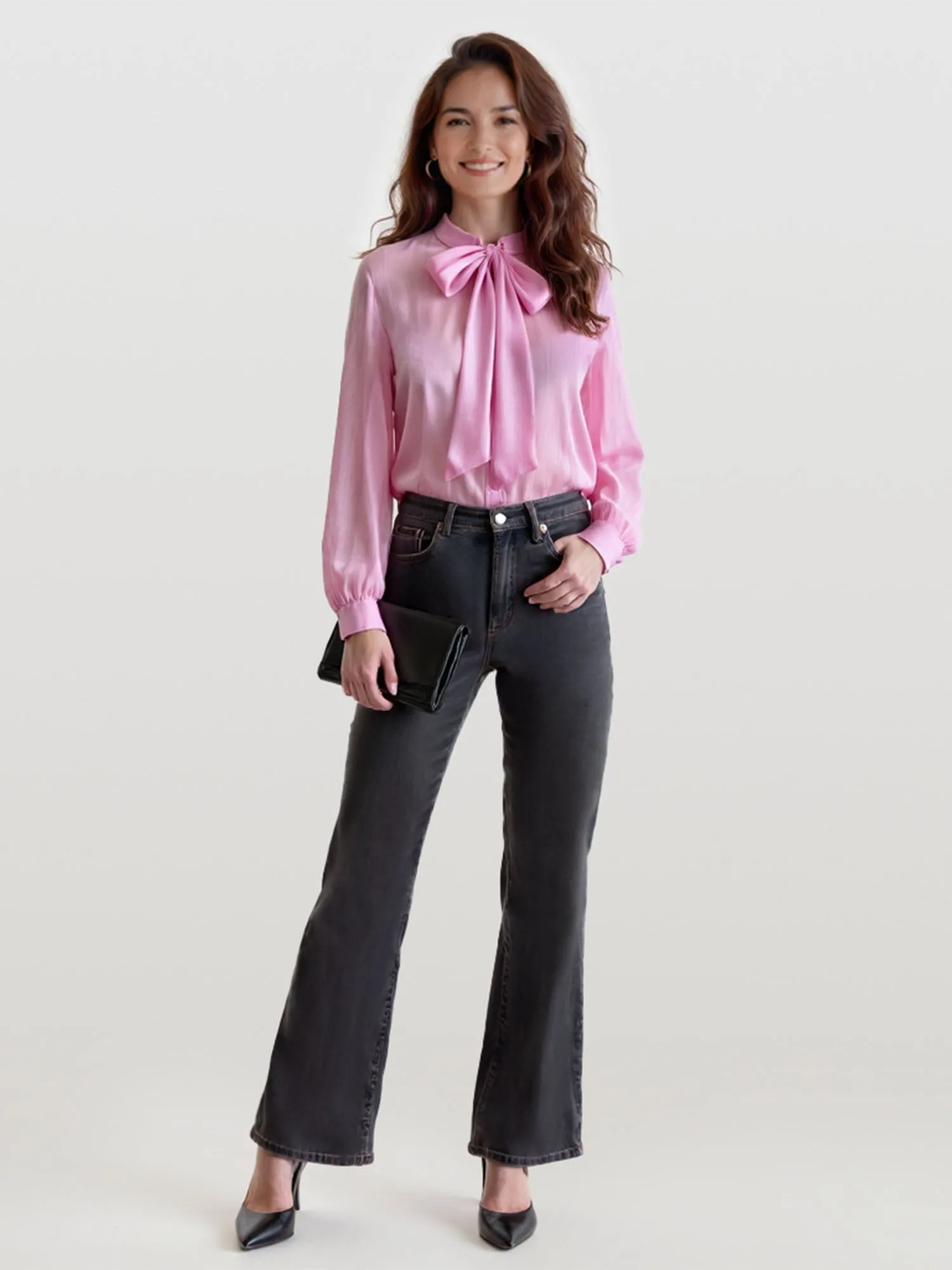 Long Sleeve Organza Tie Top