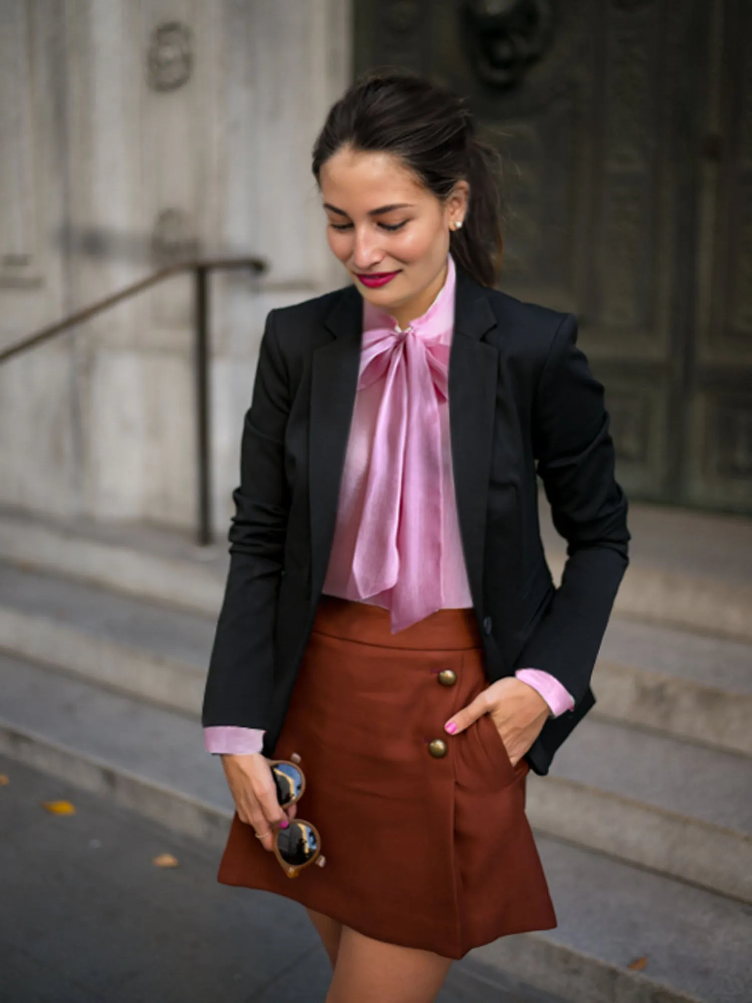 Long Sleeve Organza Tie Top