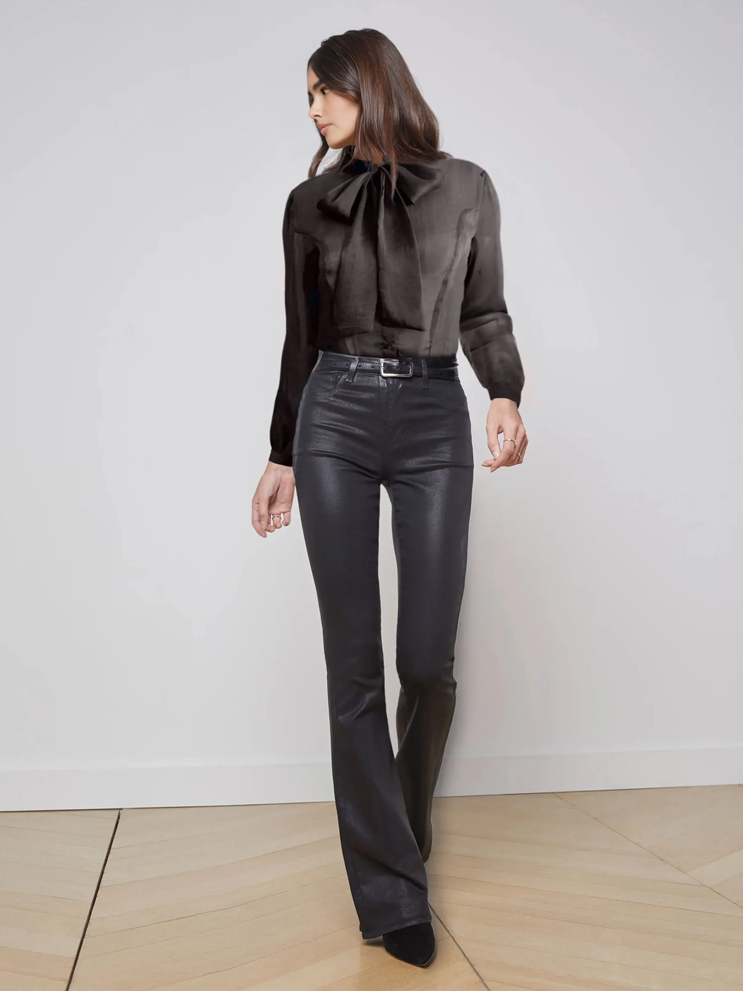 Long Sleeve Organza Tie Top