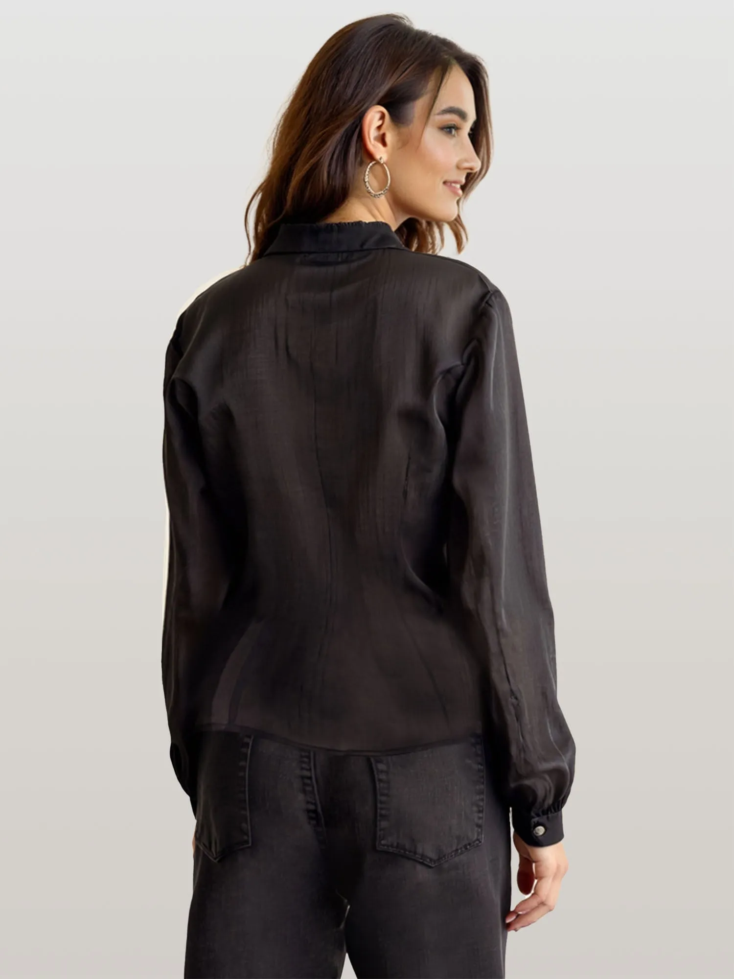 Long Sleeve Organza Tie Top