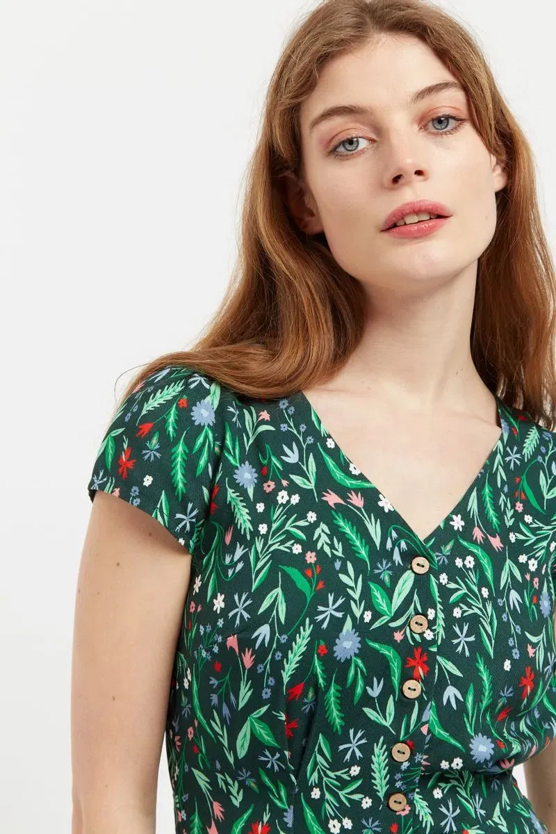 Louche Cathleen Mini Folk Floral Print Tea Dress