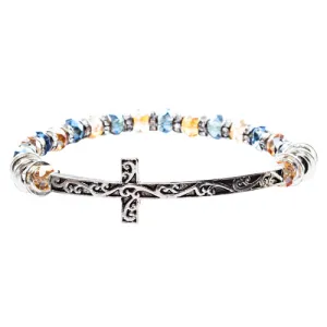 Lovely Crystal Rhinestone Cross Design Fashion Statement Bracelet B472 Multi