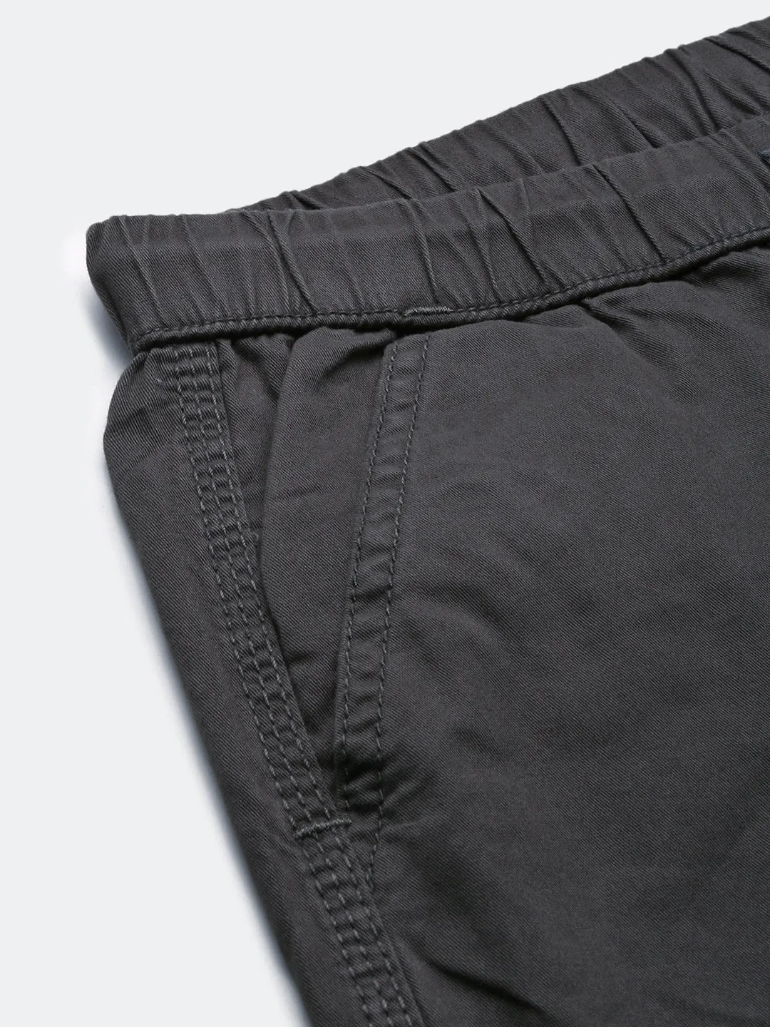 Men Charcoal Comfort Slim Fit Low-Rise Joggers Trousers