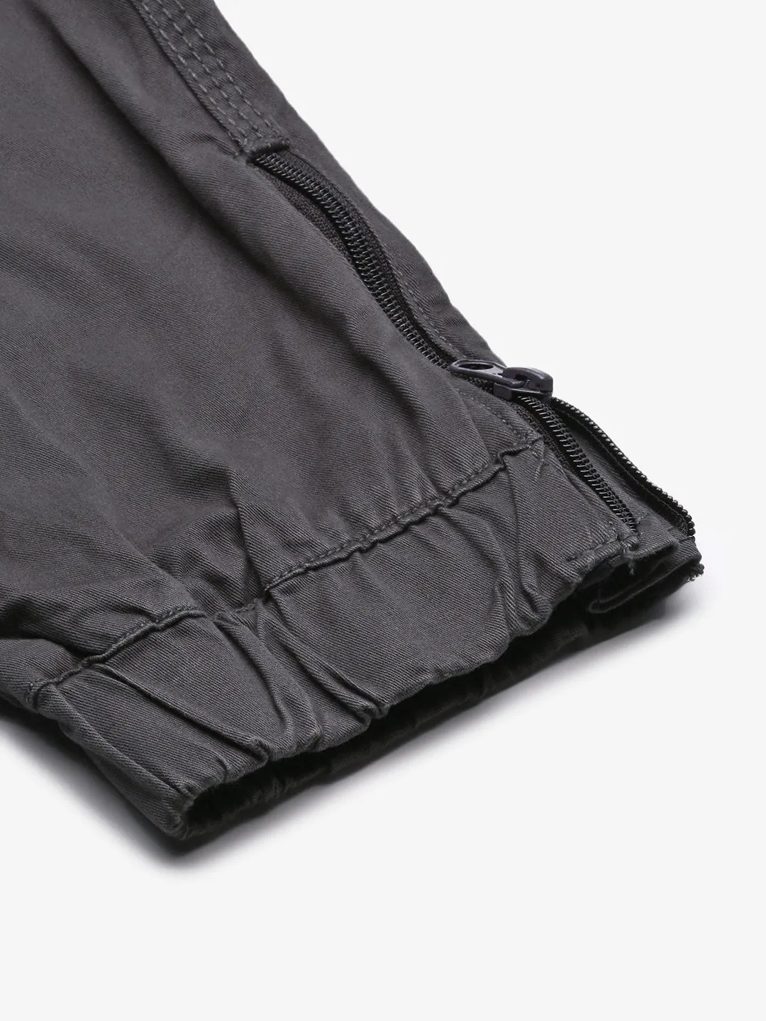 Men Charcoal Comfort Slim Fit Low-Rise Joggers Trousers