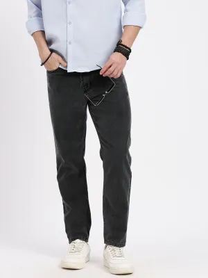 Men Grey Comfort Light Fade Mid-Rise Acid Wash Jeans
