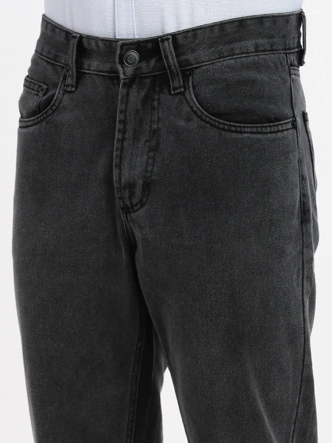 Men Grey Comfort Light Fade Mid-Rise Acid Wash Jeans