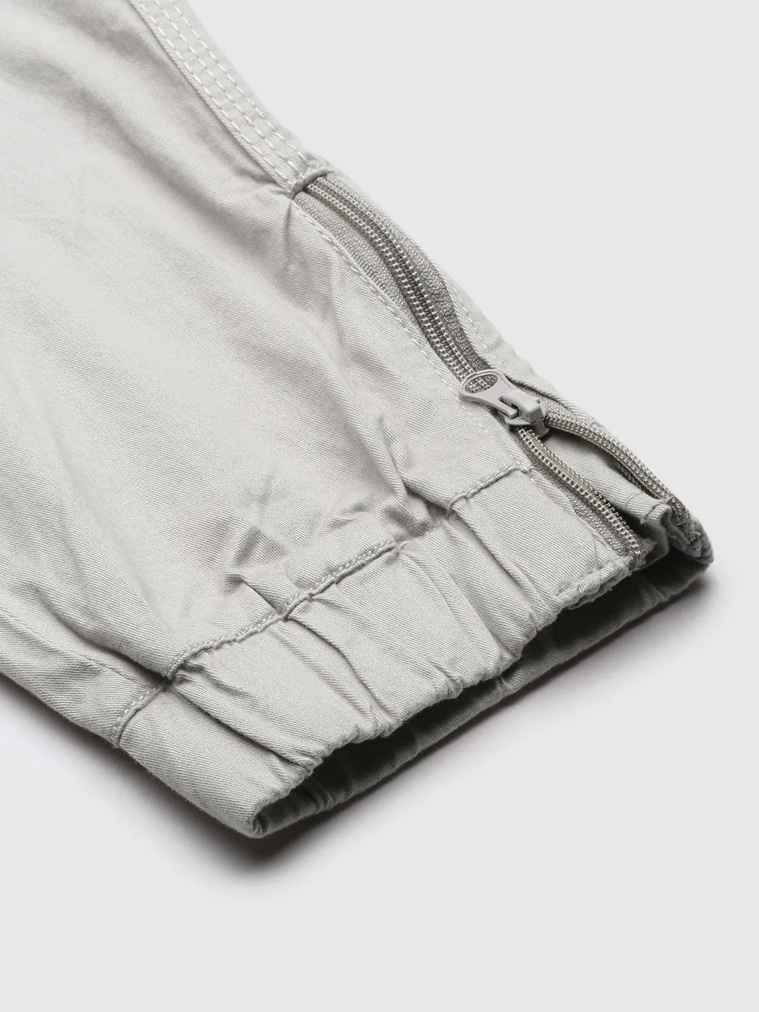 Men Grey Cotton Comfort Slim Fit Low-Rise Joggers Trousers