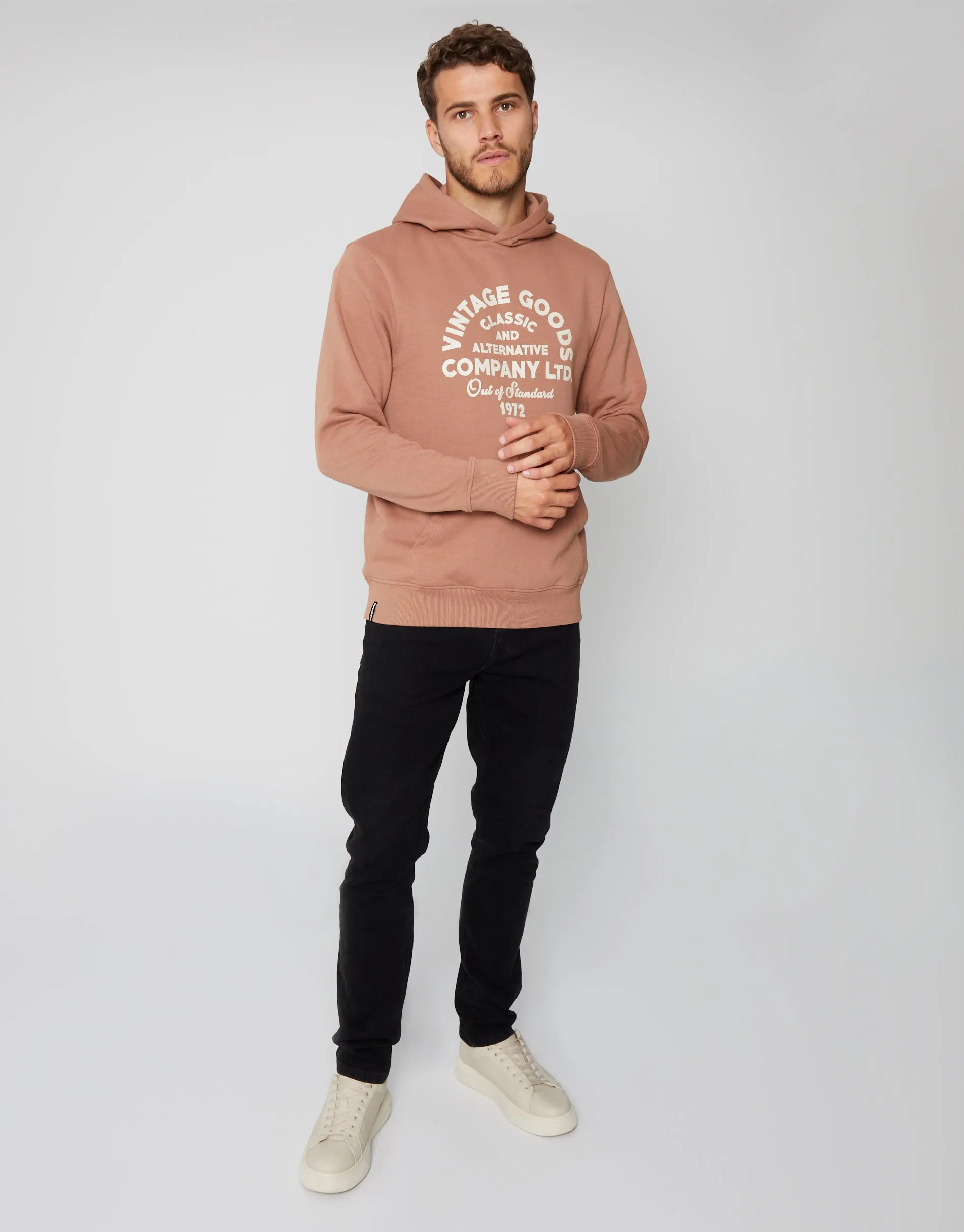 Men's Taupe Vintage Graphic Hoodie