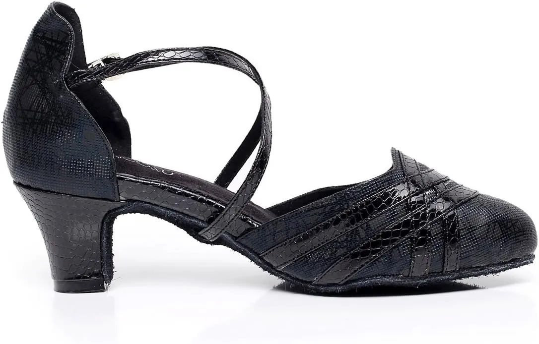 Minishion TQJ7063 Women's Buckle Satin Tango Latin Ballroom Dance Pumps Shoes