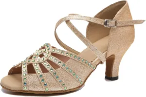 Minishion Womens Latin Dance Shoe Low Heel Wedding Party Sandals L518