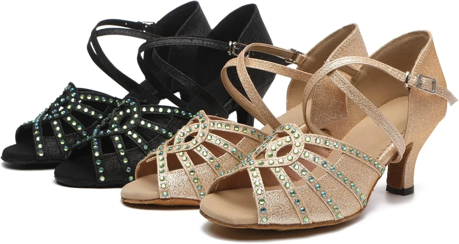 Minishion Womens Latin Dance Shoe Low Heel Wedding Party Sandals L518