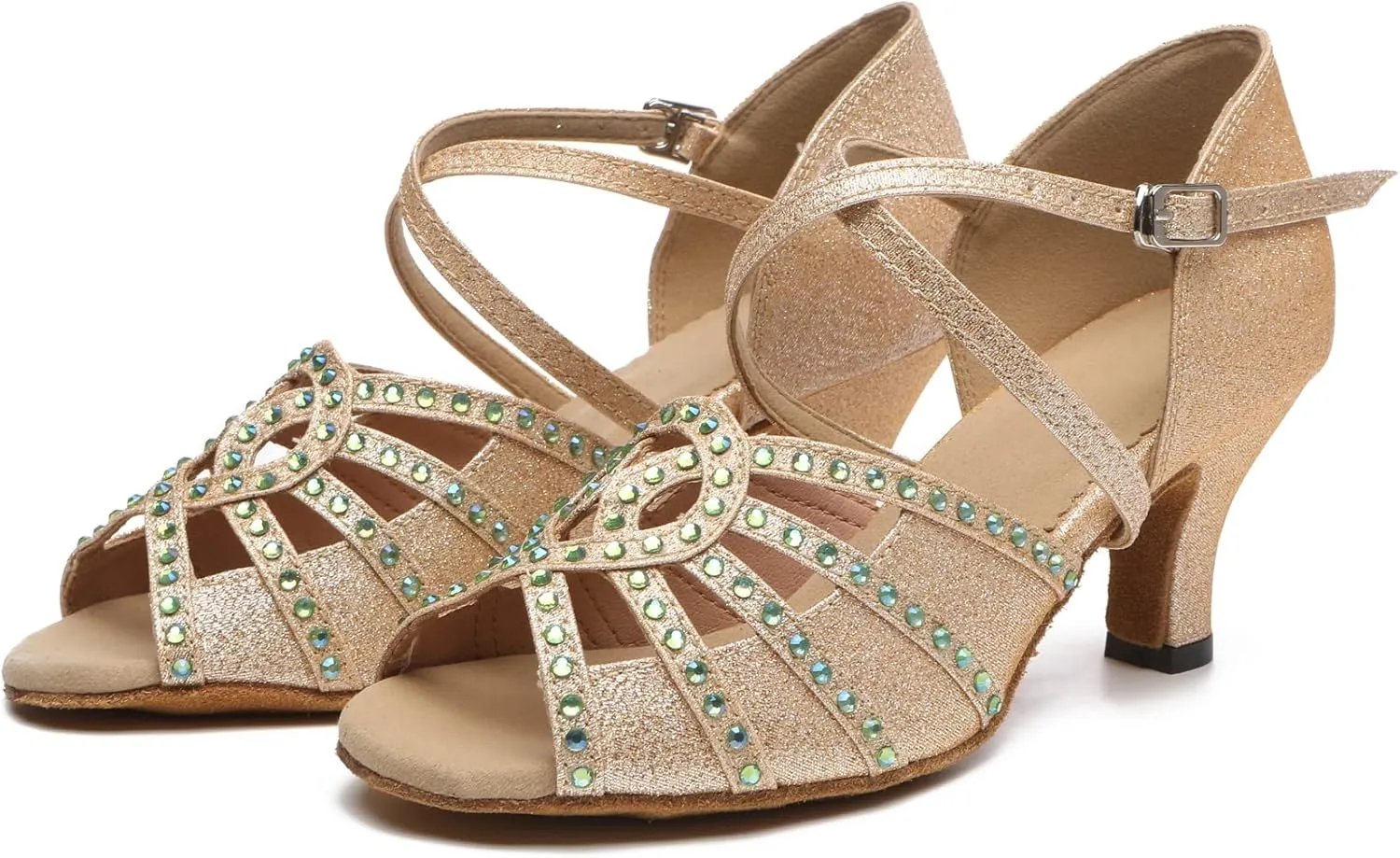 Minishion Womens Latin Dance Shoe Low Heel Wedding Party Sandals L518