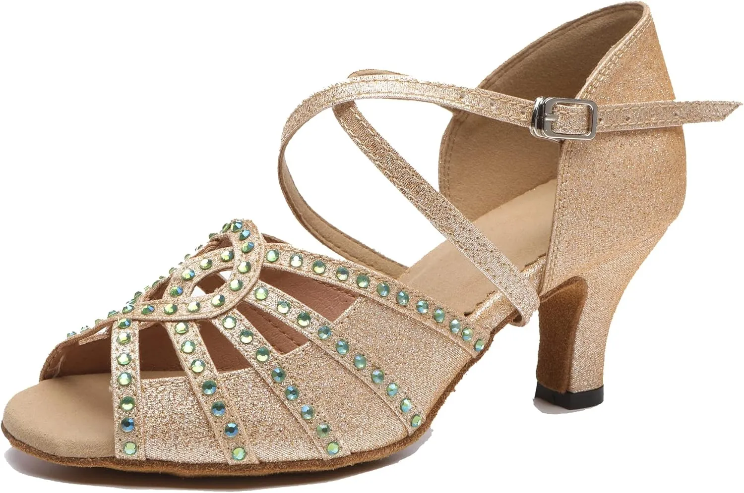 Minishion Womens Latin Dance Shoe Low Heel Wedding Party Sandals L518