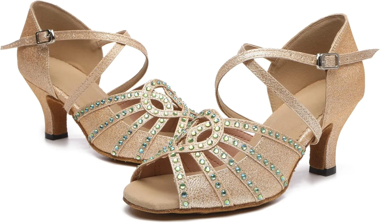 Minishion Womens Latin Dance Shoe Low Heel Wedding Party Sandals L518