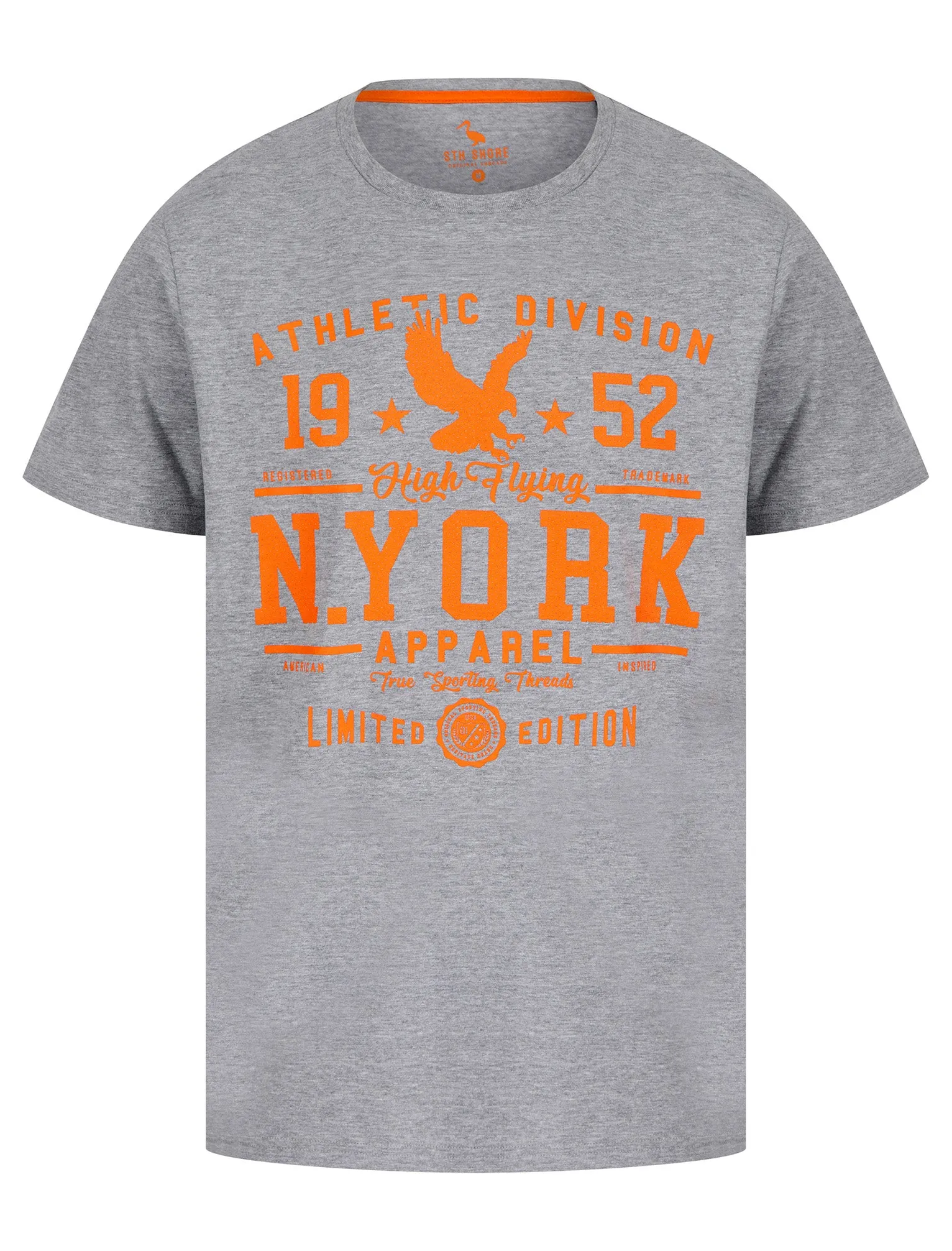 NYork Threads Motif Cotton Jersey T-Shirt in Light Grey Marl - South Shore