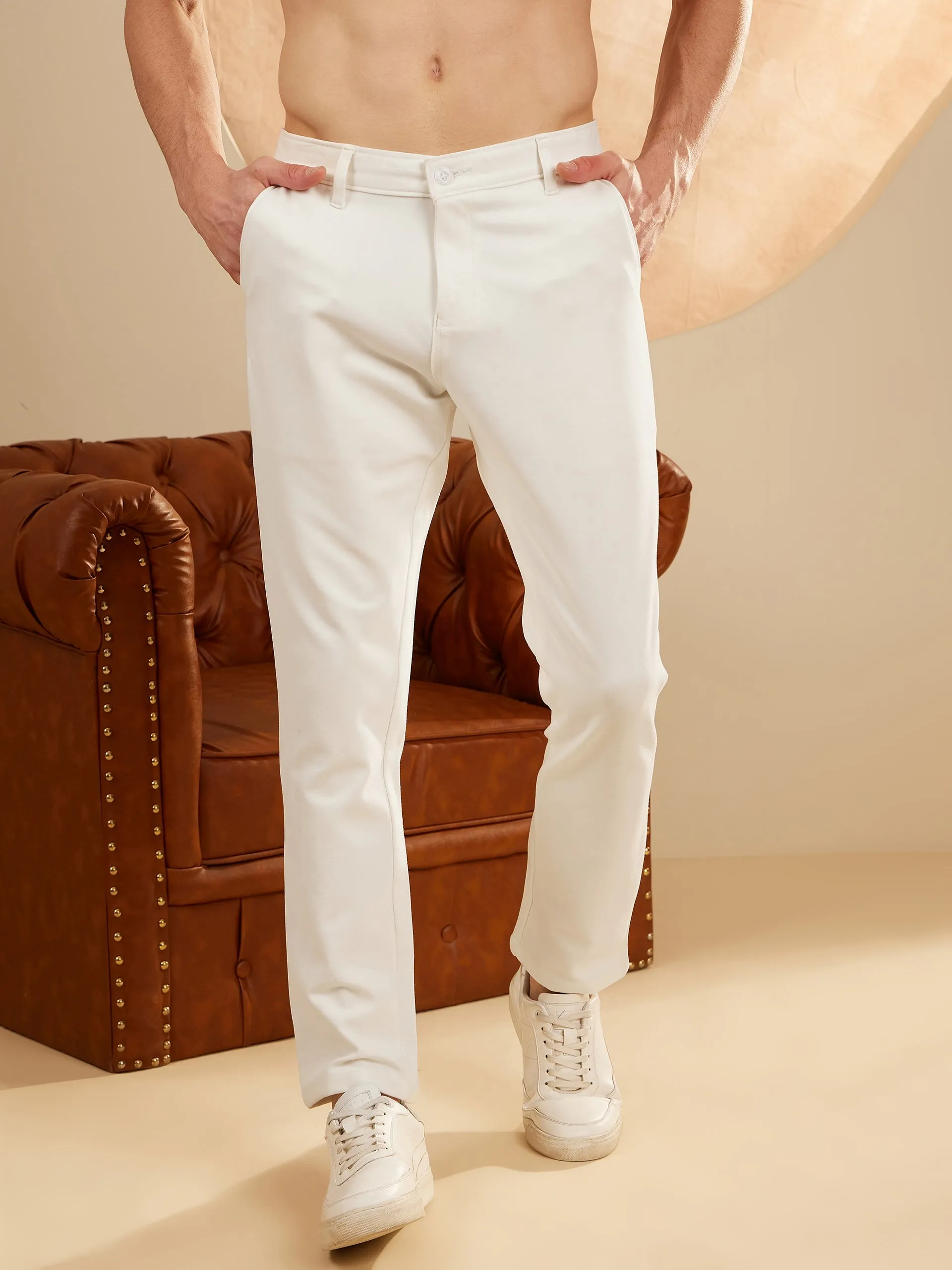 Off White: Textured Stretchable Chinos