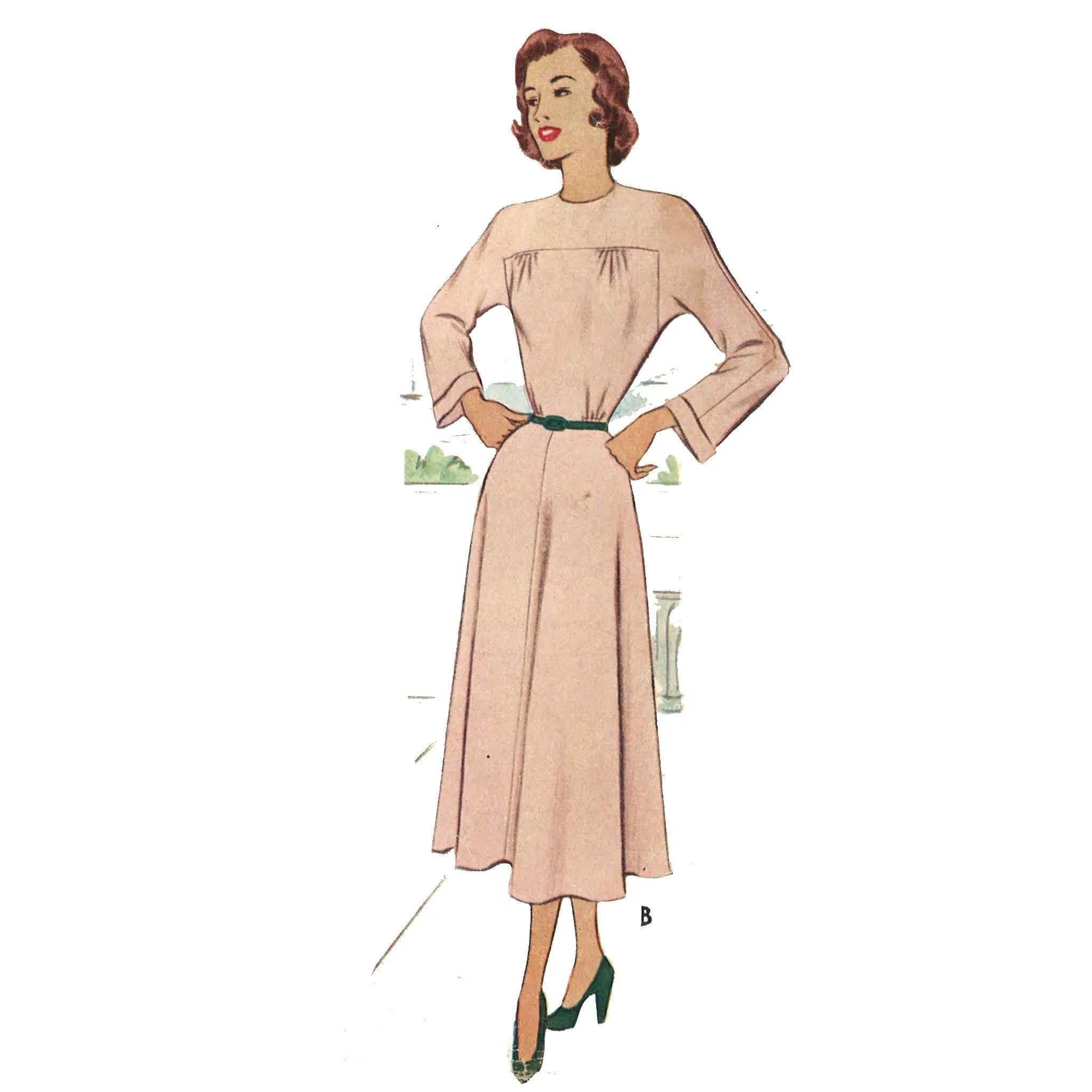 PDF - 1940s Pattern Classic Tea Dress -  Bust 34" (86.4cm) - Instantly Print at Home