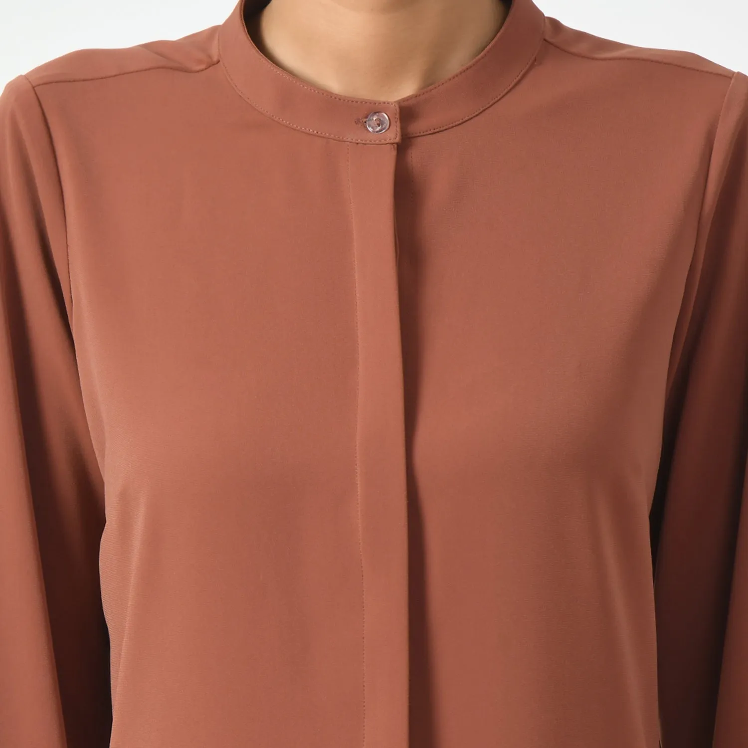 Peach Tunic With Mandarin Collar