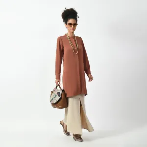 Peach Tunic With Mandarin Collar