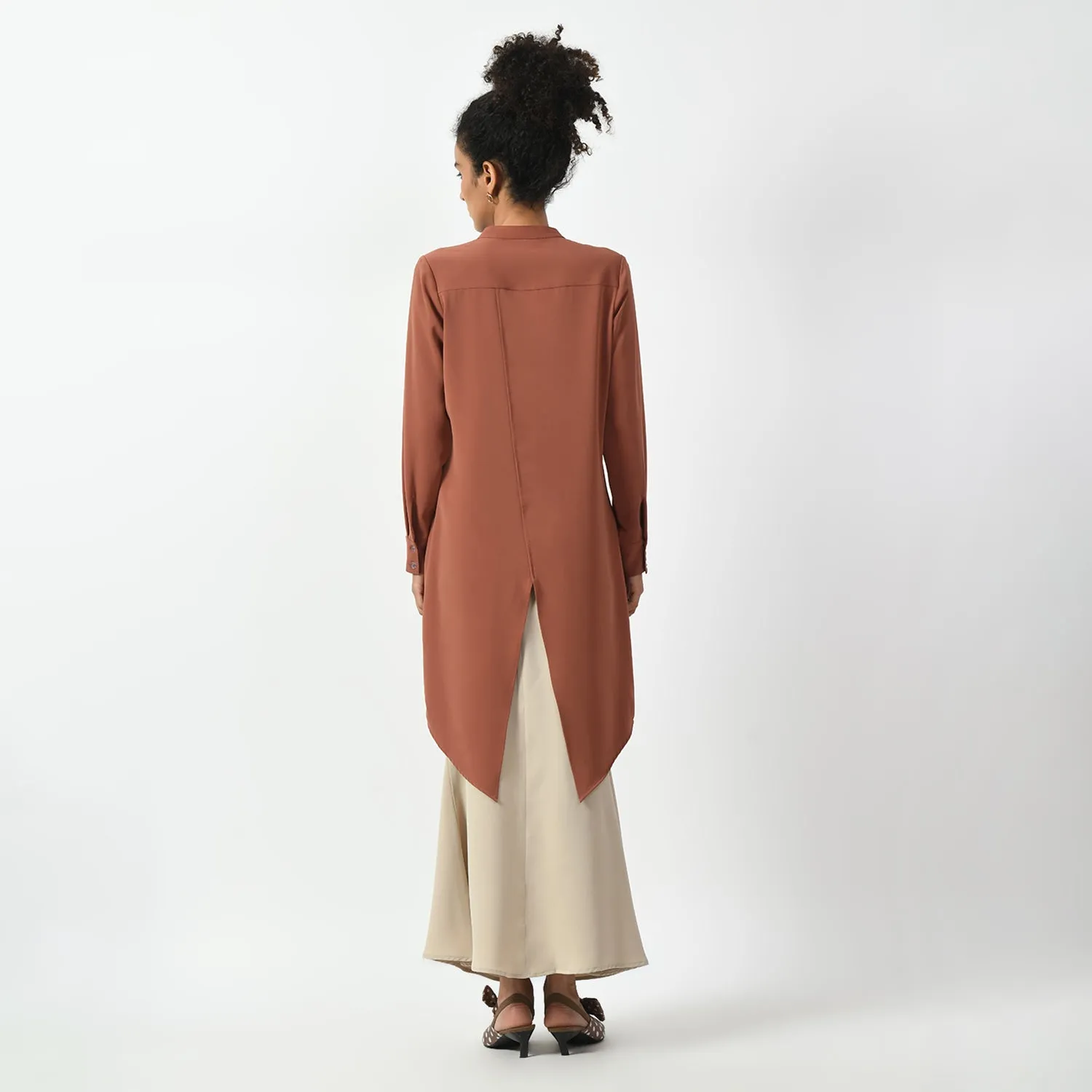 Peach Tunic With Mandarin Collar