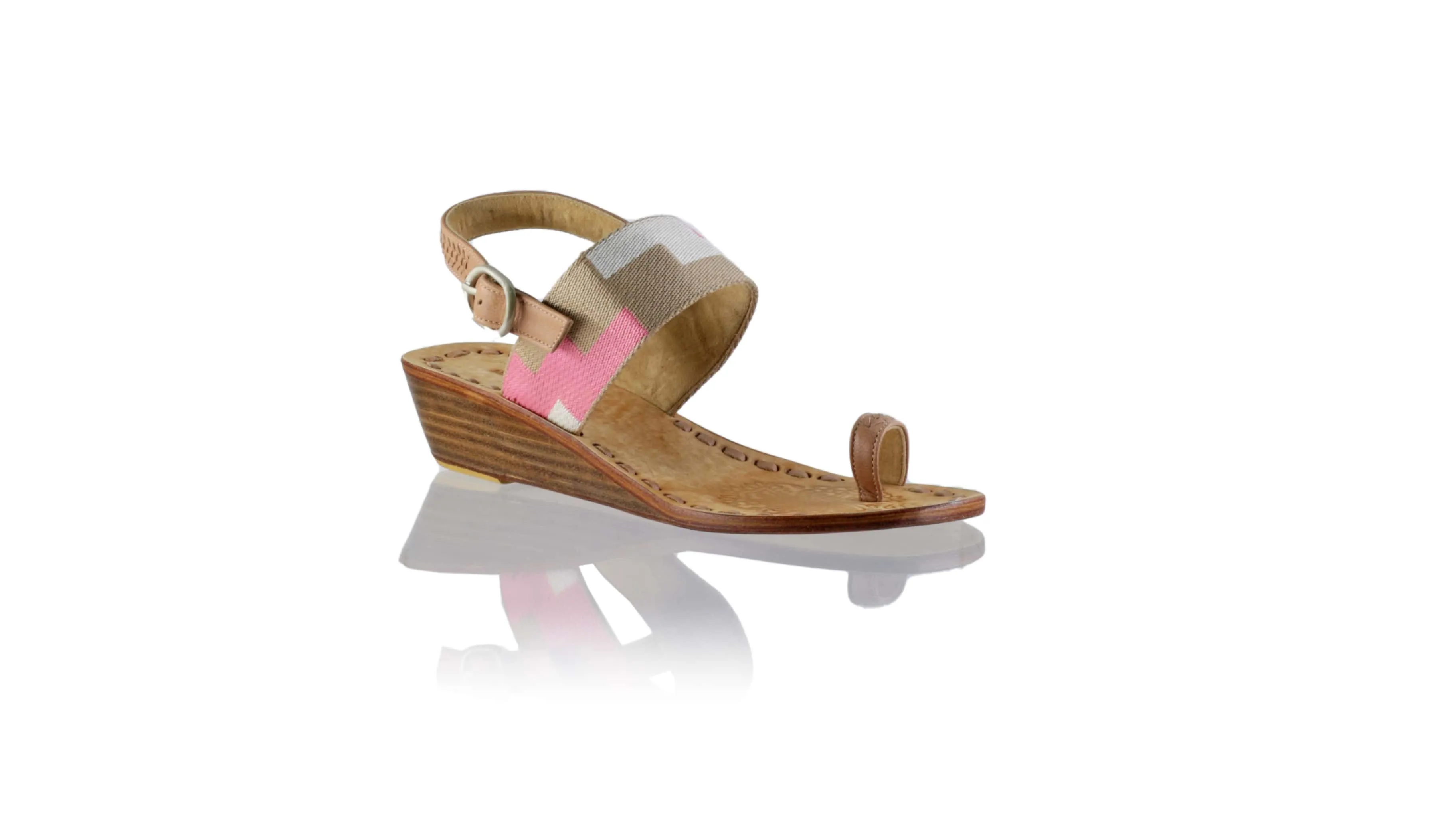 Prana 35mm Wedge - Mocca & Nude Pink Squere Ribborn