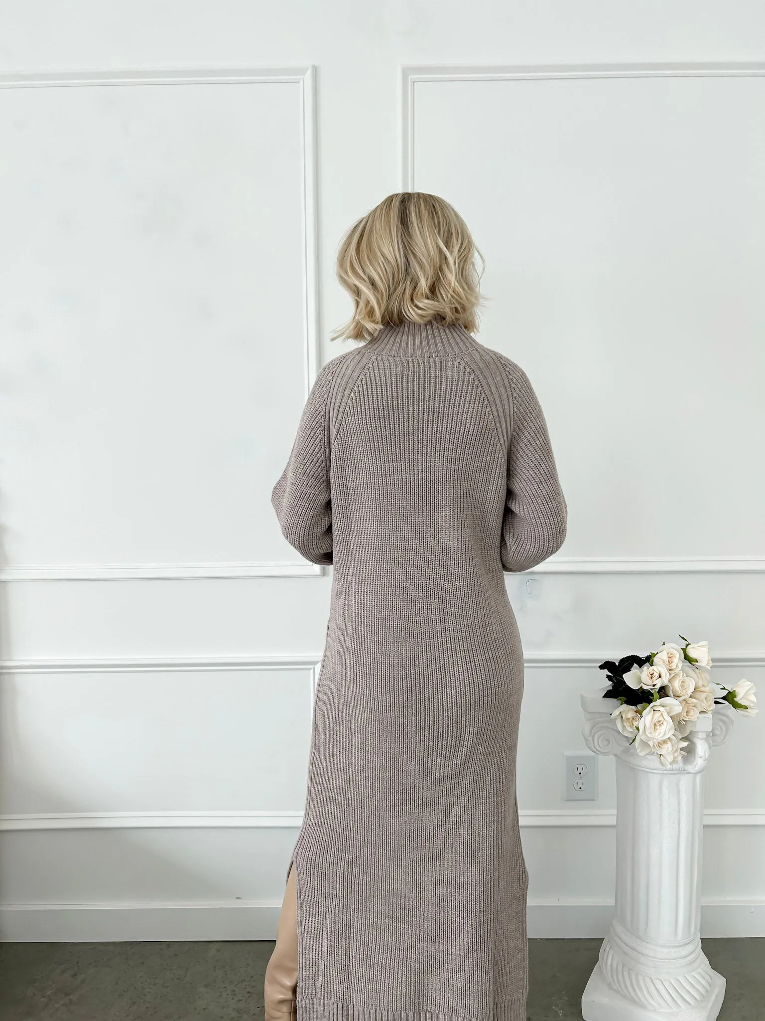 Quiet Confidence Taupe Sweater Maxi Dress
