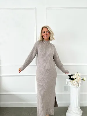 Quiet Confidence Taupe Sweater Maxi Dress