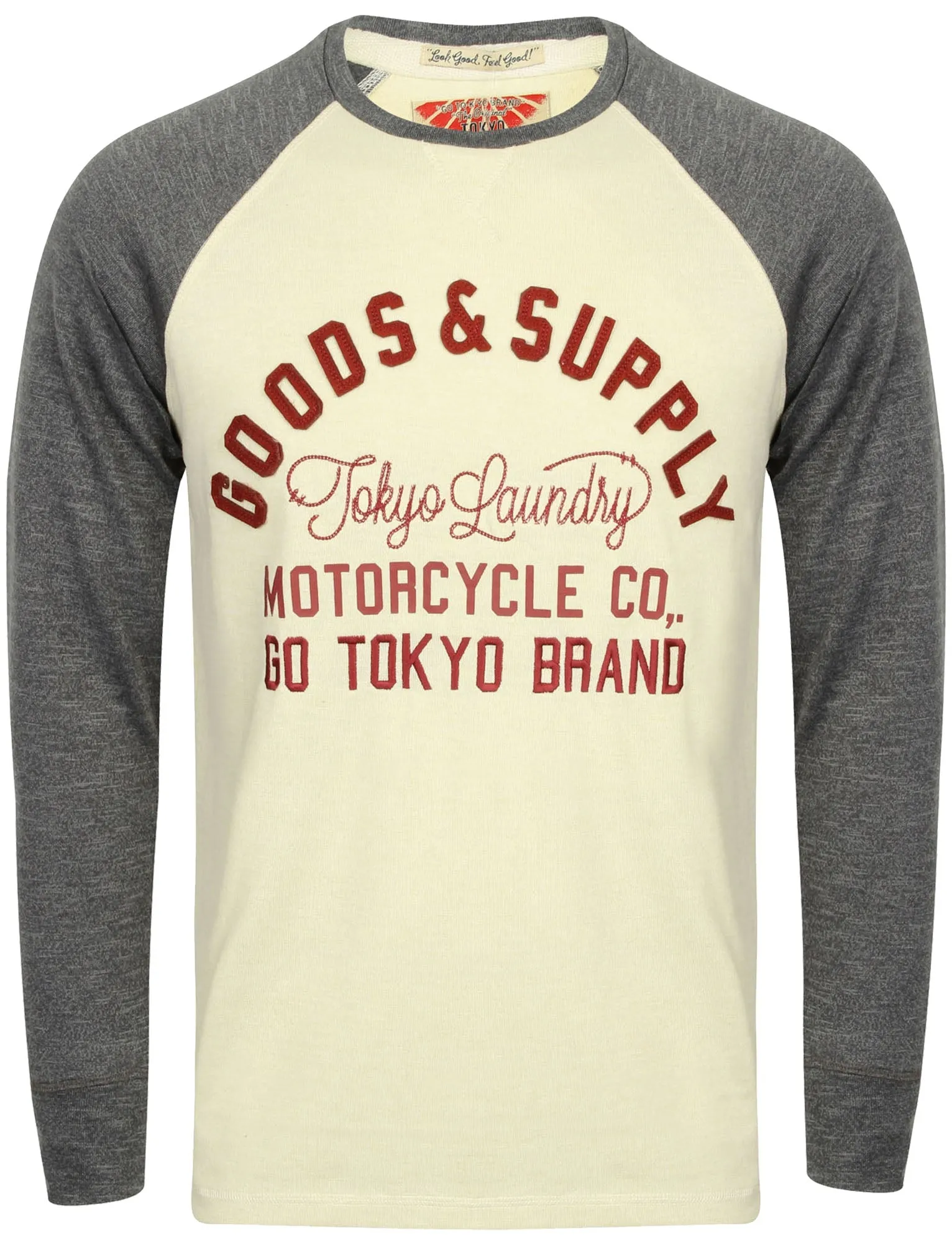 Redwing Cove Raglan Long Sleeve Motif Top in Vintage Stone - Tokyo Laundry