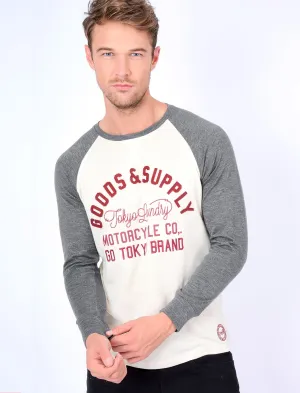 Redwing Cove Raglan Long Sleeve Motif Top in Vintage Stone - Tokyo Laundry