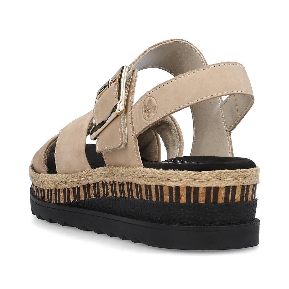 Rieker Wedge Sandal V7951-60 STONE