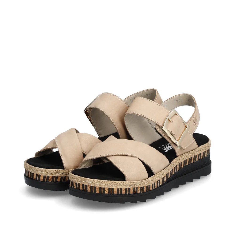 Rieker Wedge Sandal V7951-60 STONE