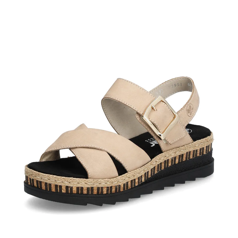 Rieker Wedge Sandal V7951-60 STONE