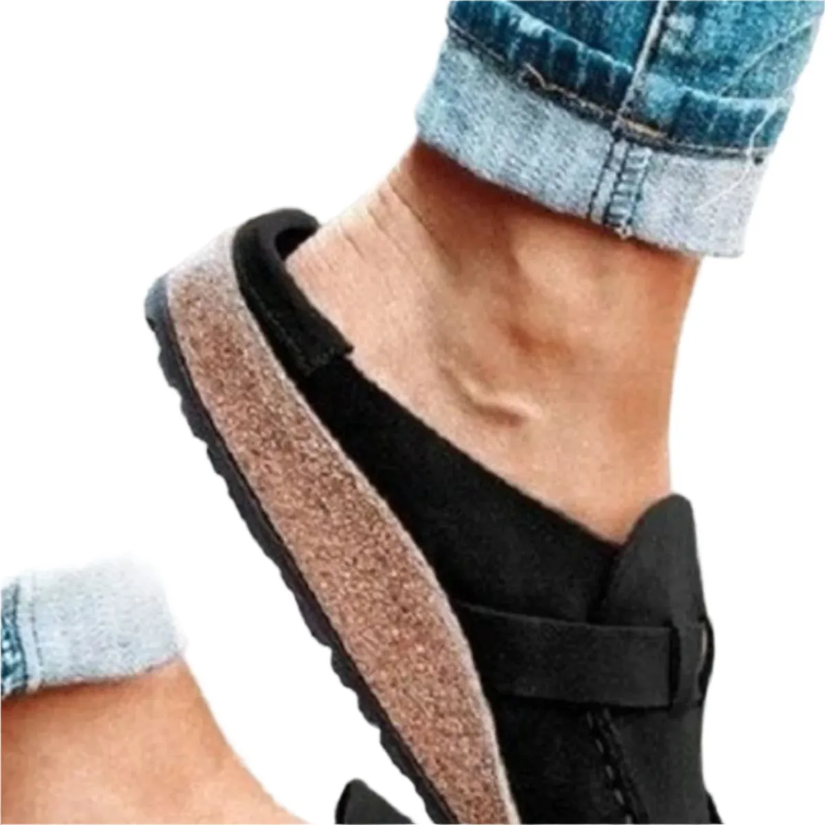 Round Toe Low Heel Buckle Loafers