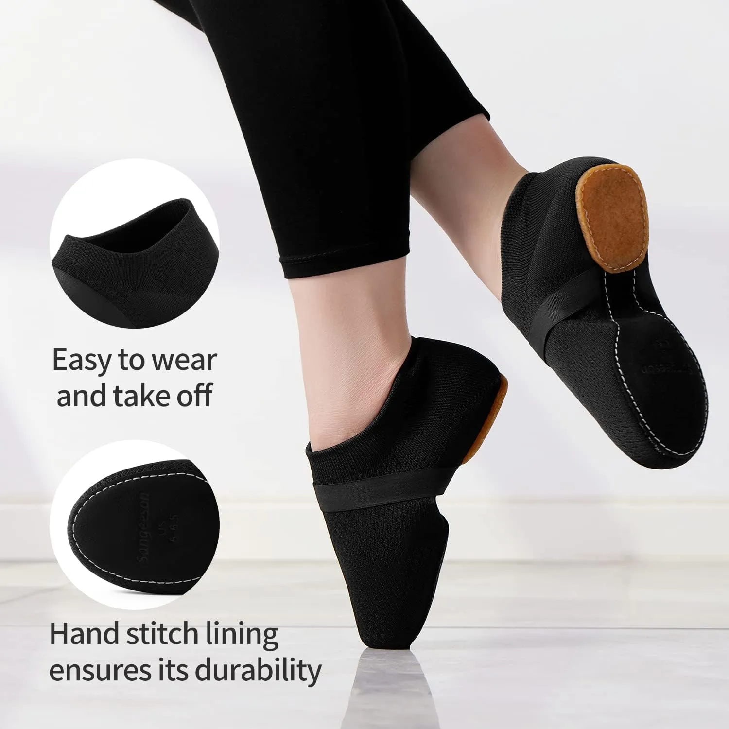 SANGEESON Jazz Shoe Slip-on for Women and Men's Dance Shoes